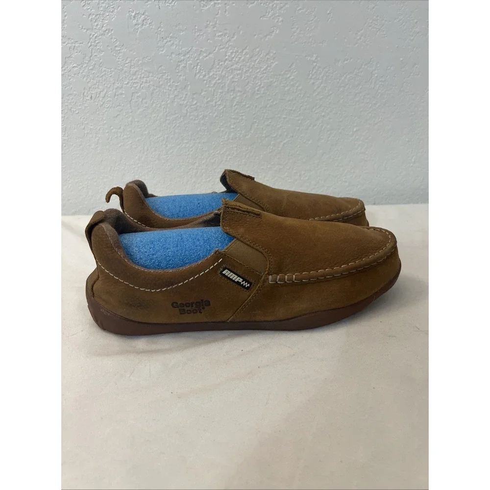 Georgia Boot Cedar Falls Moc-Toe Slip On Size‎ 10.5W Wide Mens G050 Tan Leather